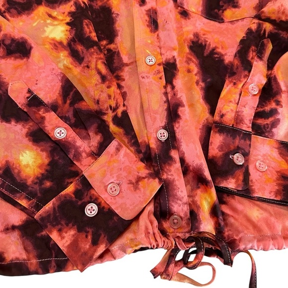 Rebecca Minkoff Tie-Dye Button-Up Collared Top Shirt Sz PM - Picture 9 of 16
